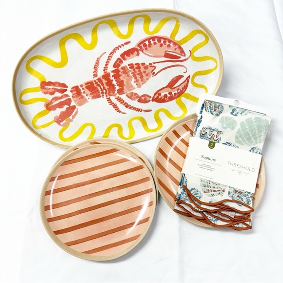 Threshold Lobster and Stripes Serveware Set - Yellow, Red, Tan - Picture 1 of 6